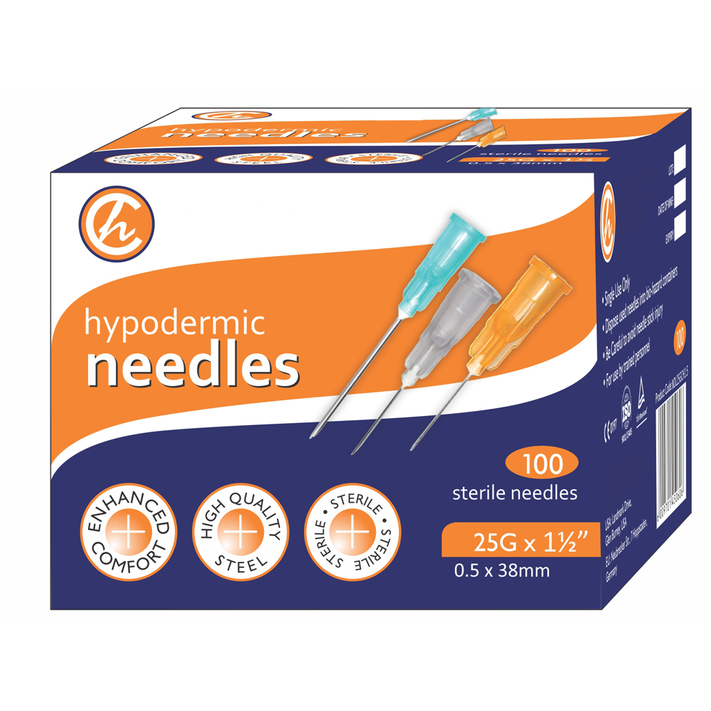 Needles 25G Hypodermic 1 1/2 inch (0.50 x38mm)
