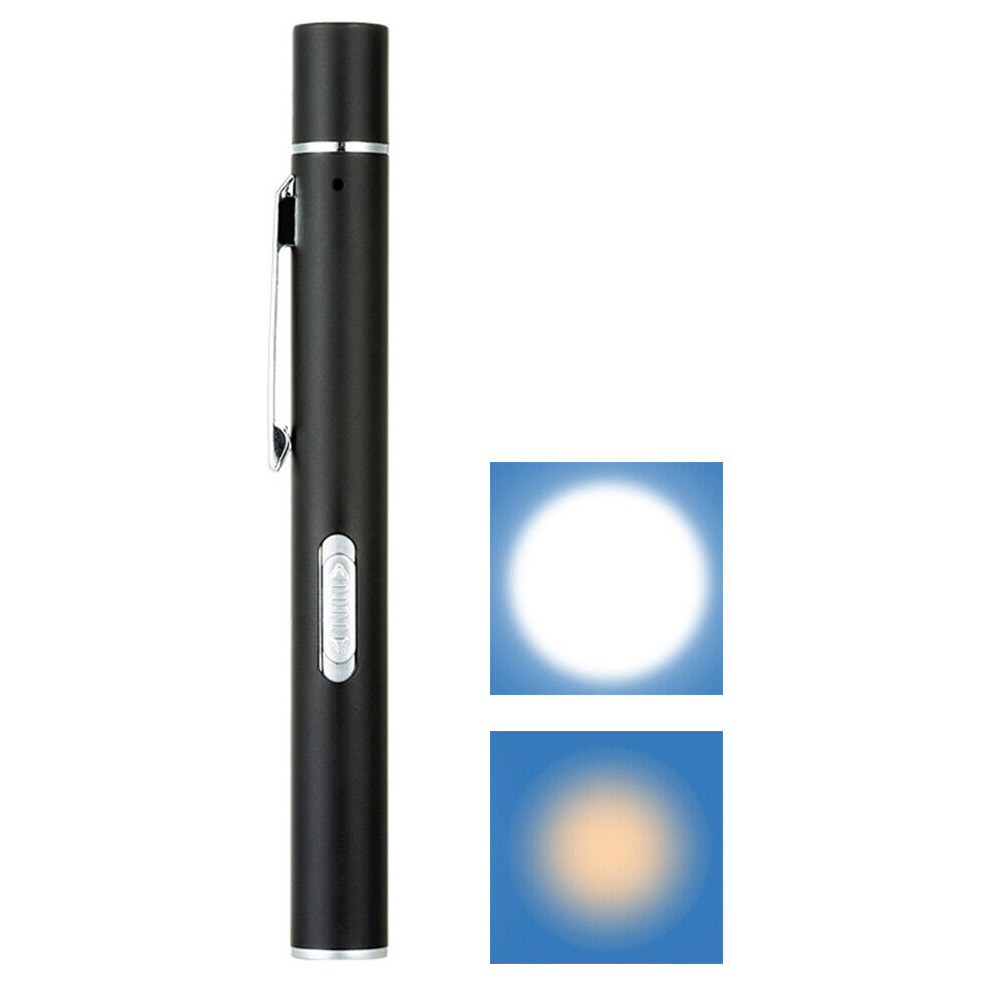 Doctors Pupil Torch Yellow/White Dual Light – Black Rechargeable