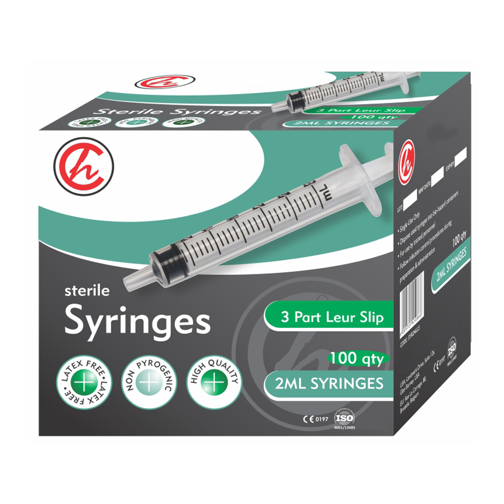 Syringe 2ml 3 Part L/Slip 100s