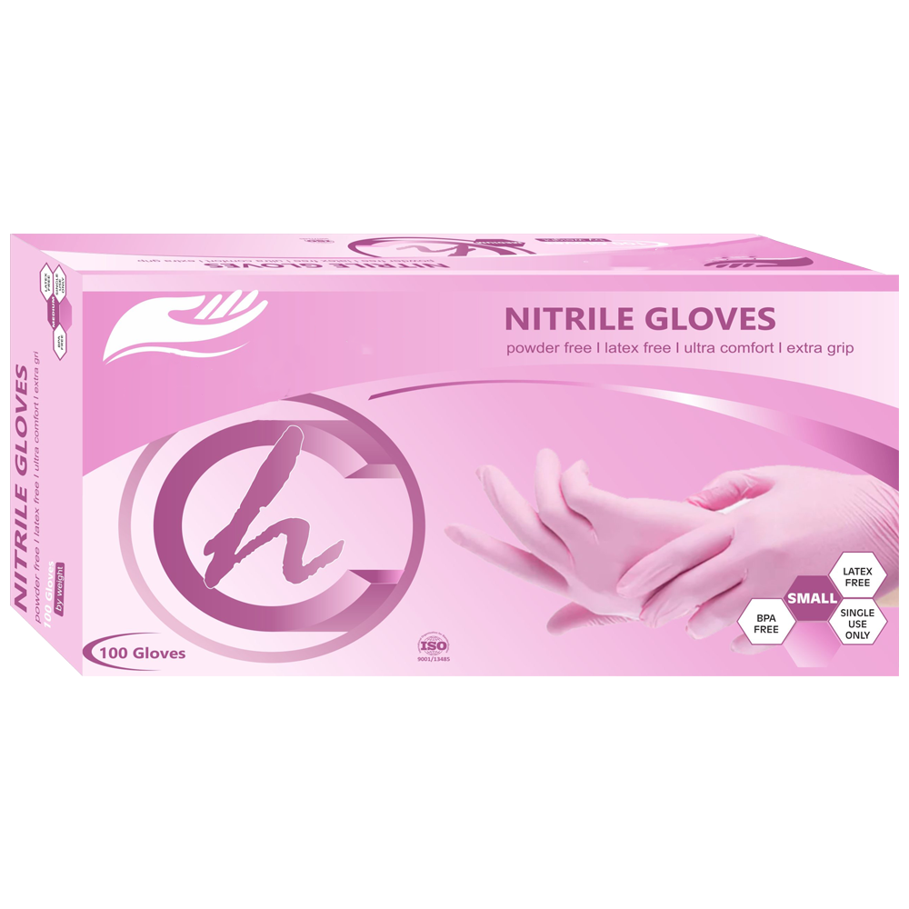 Nitrile Gloves Powder Free – 100s Small Pink
