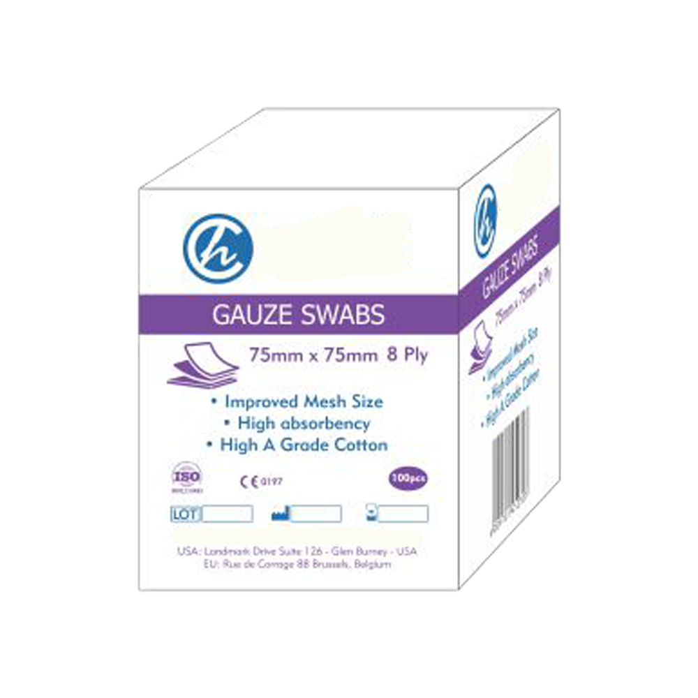 Gauze Swabs 75x75mm 8 ply – 100s