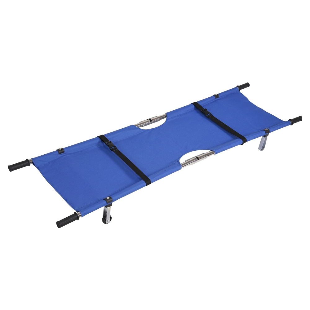 2 Fold Stretcher – Blue with wheels