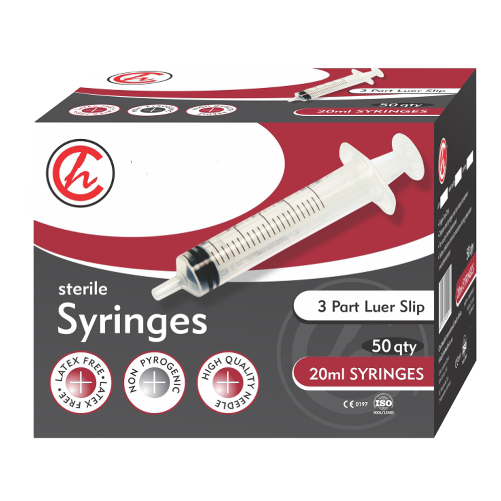 Syringe 20ml 3 Part L/Slip 50s
