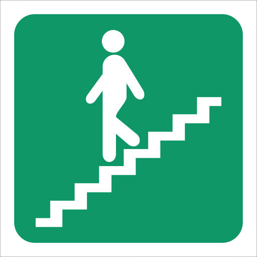Green Going Down Stairs Left Sign - 19x19cm