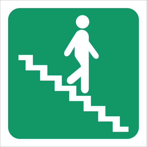 Green Going Down Stairs Right Sign - 29x29cm