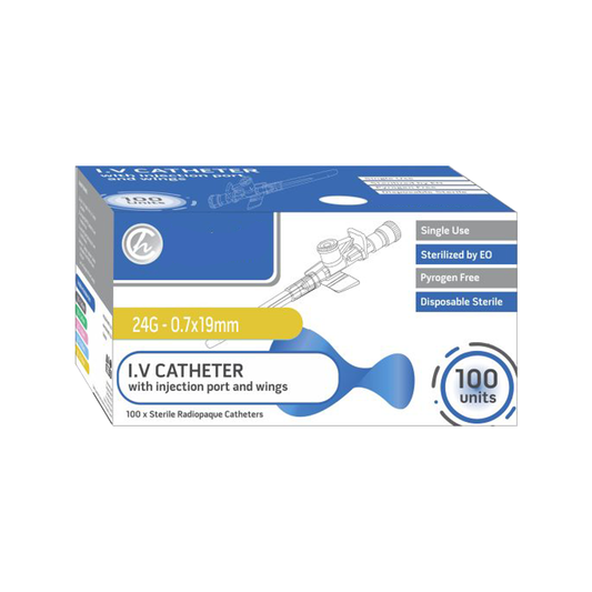 IV Catheter 24G with Injection port and wings – 100s
